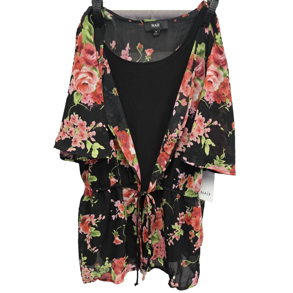 Naif Floral Sheer Blouse SZ S NWT